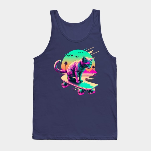 Cat on a Skateboard Tank Top by PawtImages